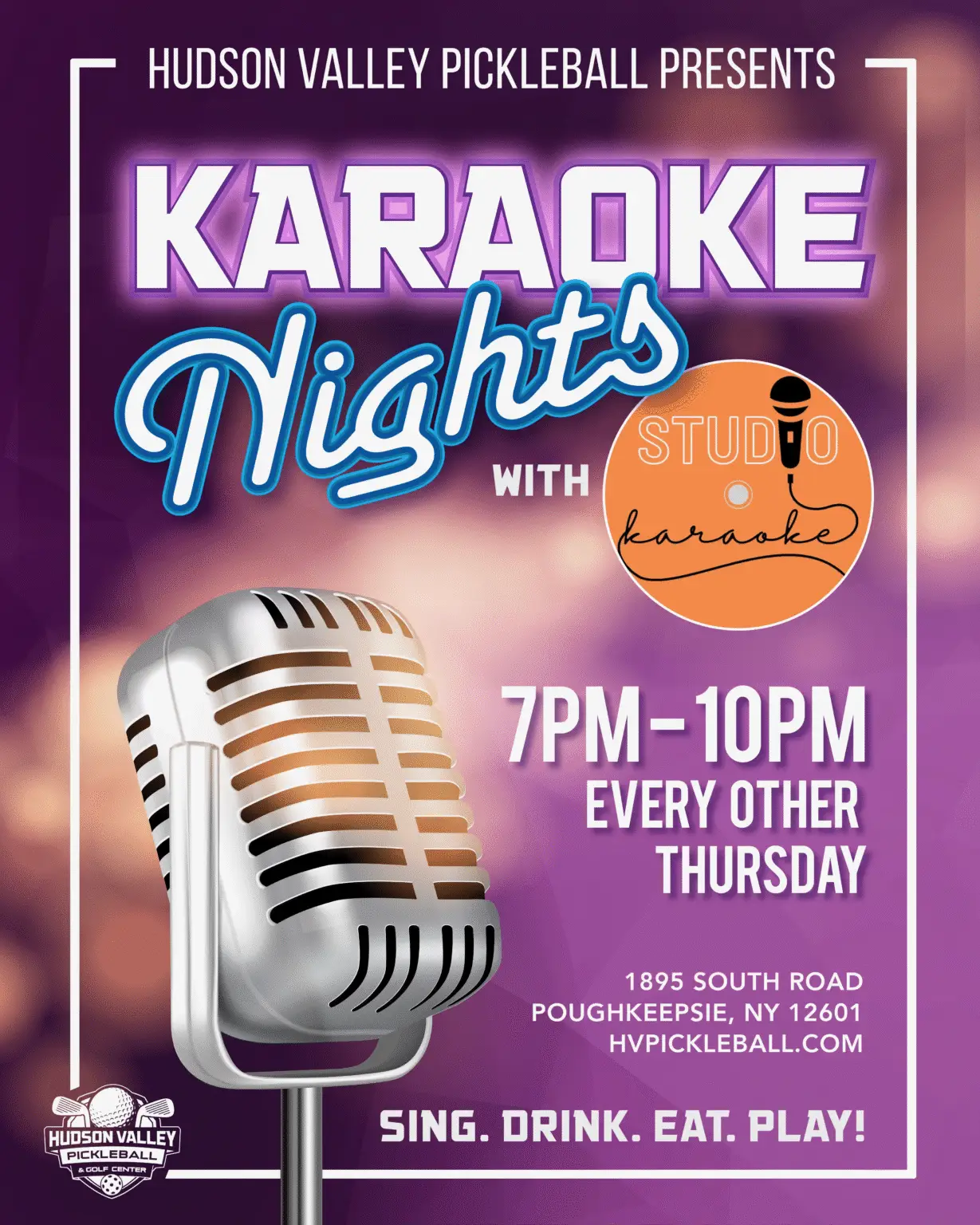 Looking for fun this weekend? Join us for a lively karaoke night this Saturday, Oct. 11, at Hudson Valley Pickleball & Golf in Poughkeepsie! Sing your favorite songs