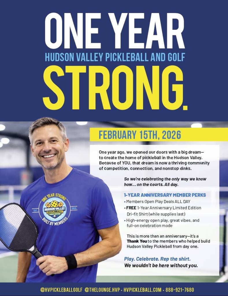1st year anniversary event pickleball Poughkeepsie Hudson Valley
